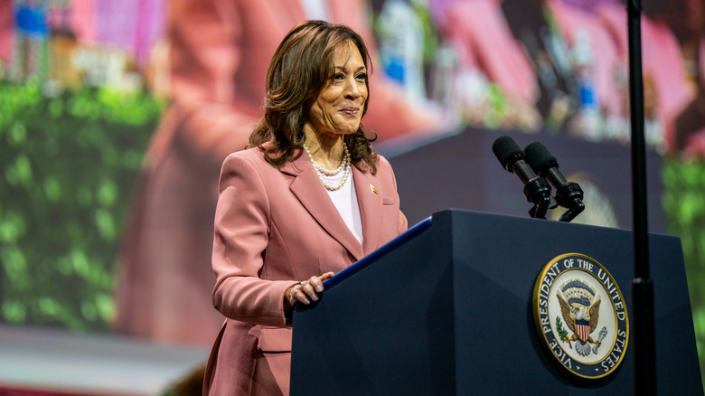 Kamala Harris abito rosa 2024