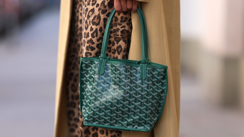 Borsa con logo Goyard verde