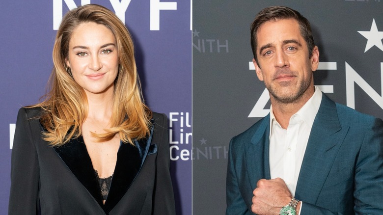 Shailene Woodley; Aaron Rodgers in posa