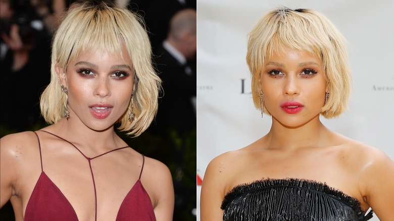 Zoë Kravitz con i capelli biondi a caschetto