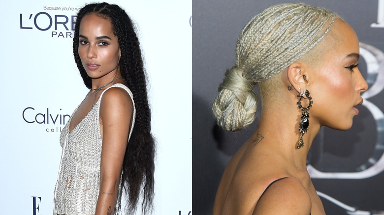 Zoë Kravitz con acconciature intrecciate