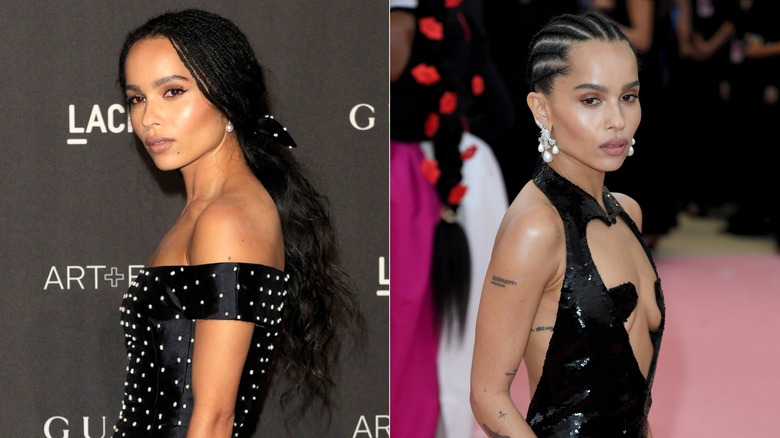 Zoë Kravitz con acconciature intrecciate