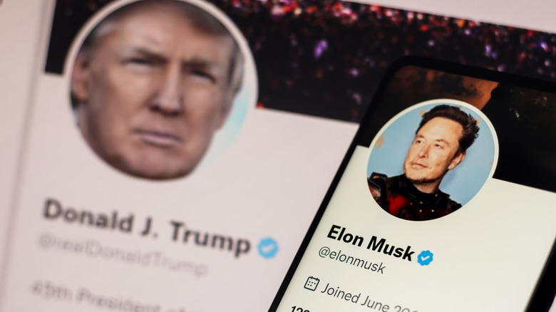 Screenshot degli account Twitter di Donald Trump ed Elon Musk