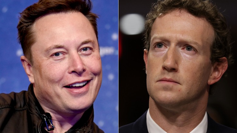 Immagine divisa di Elon Musk e Mark Zuckerberg