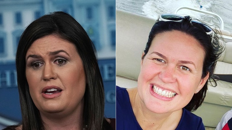 Sarah Huckabee Sanders con il trucco degli occhi scuri, senza trucco