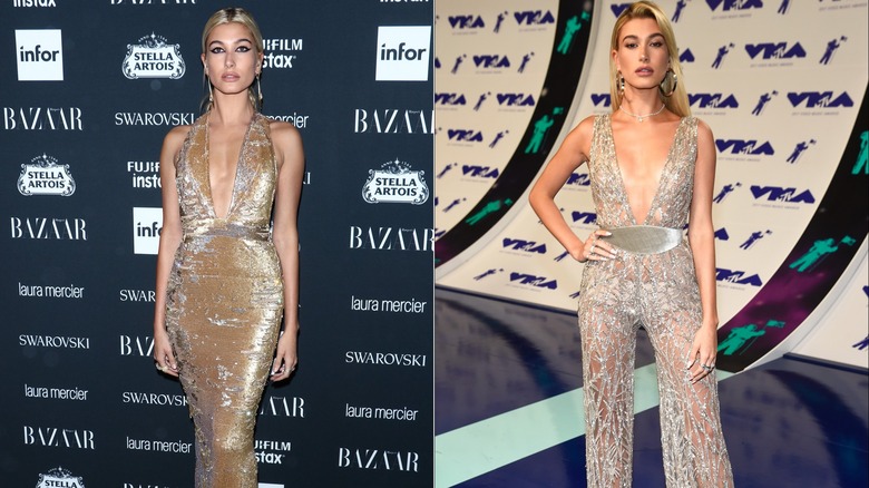 La moda glitterata sul red carpet di Hailey Bieber