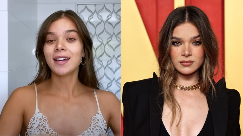 Hailee Steinfeld indossa orecchini a cerchio e collana d'oro