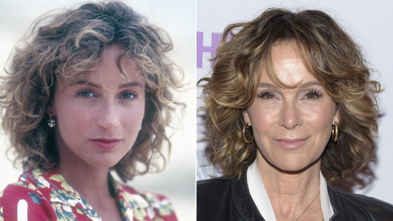 Foto affiancate di Jennifer Grey che sorride prima e dopo il suo lavoro al naso