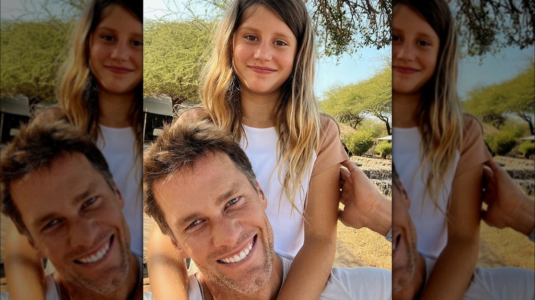 Tom Brady posa con la figlia Vivian in Africa