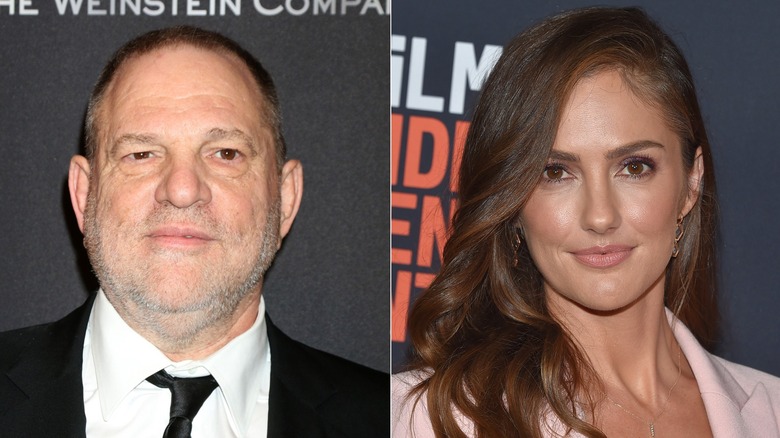 Harvey Weinstein, a sinistra, e Minka Kelly, a destra