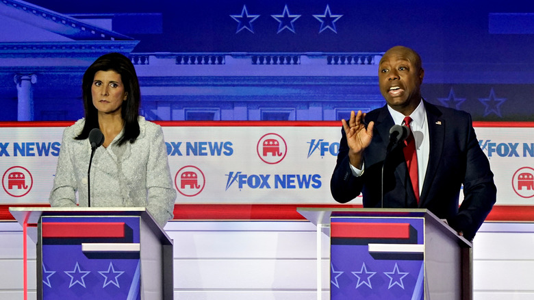 Nikki Haley e Tim Scott sul palco