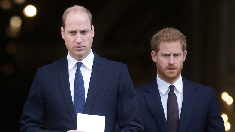 Il principe William e il principe Harry indossano abiti blu navy