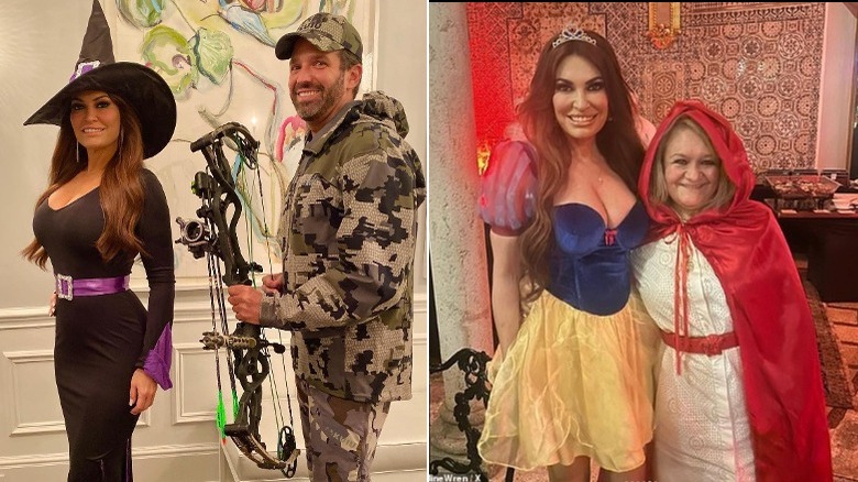 Immagine divisa di Kimberly Guilfoyle nei panni di una strega e Biancaneve ad Halloween