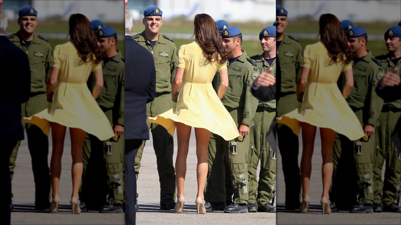 Abito corto giallo di Kate Middleton