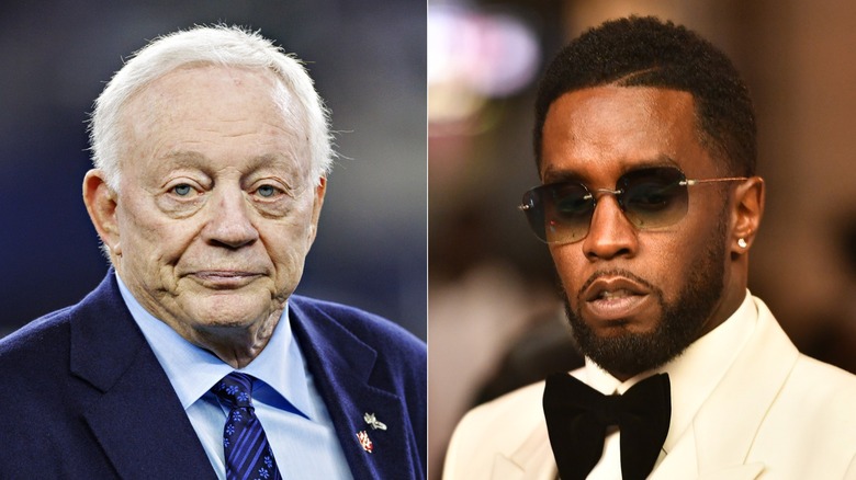 Immagine divisa di Jerry Jones, a sinistra, e P Diddy, a destra