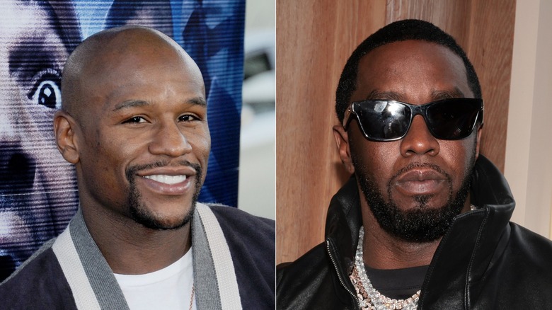 Immagine divisa di Floyd Mayweather, a sinistra, e P Diddy, a destra