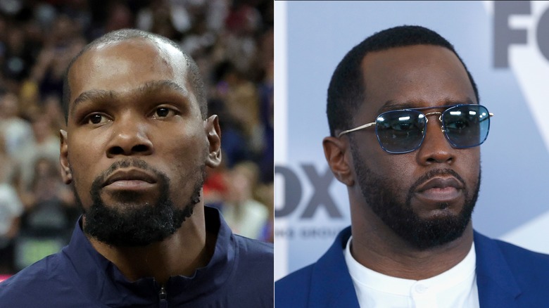 Immagine divisa di Kevin Durant, a sinistra, e P Diddy, a destra