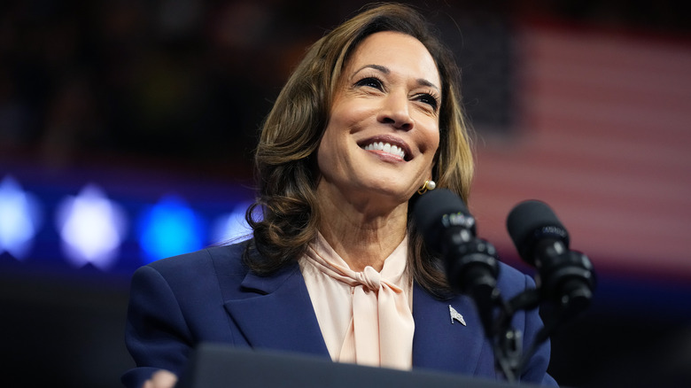 Kamala Harris parla a una manifestazione elettorale