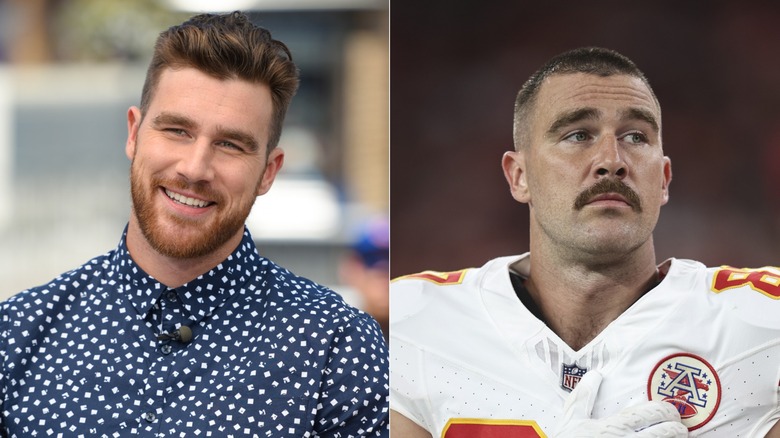 Travis Kelce con barba e baffi