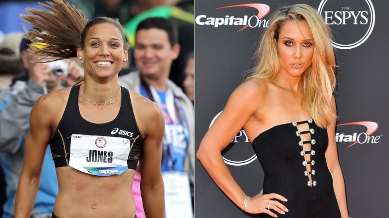 Lolo Jones indossa reggiseno sportivo e vestito