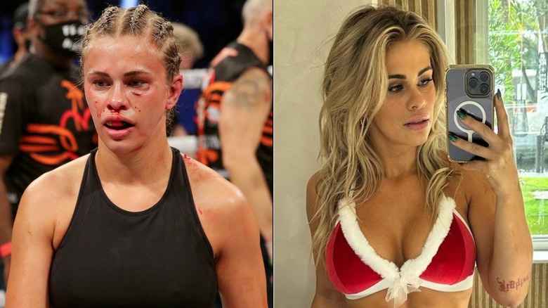 Paige VanZant con la faccia insanguinata mentre si fa un selfie