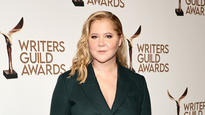 Amy Schumer in un abito verde scuro